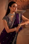 Shop_Manvi Kapoor_Purple Saree Silk Hand Embroidered Cutdana Plunge Ranthombore Sequin Set _Online_at_Aza_Fashions