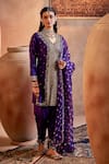 Buy_Manvi Kapoor_Purple Dupatta Organza Hand Embroidered Dilbar Sequin Kurta Dhoti Pant Set _at_Aza_Fashions