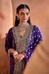 Shop_Manvi Kapoor_Purple Dupatta Organza Hand Embroidered Dilbar Sequin Kurta Dhoti Pant Set _Online_at_Aza_Fashions