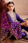 Manvi Kapoor_Purple Dupatta Organza Hand Embroidered Dilbar Sequin Kurta Dhoti Pant Set _at_Aza_Fashions