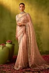 Buy_Manvi Kapoor_Pink Silk Embroidered Cutdana Sweetheart Ambi Saree With Blouse _at_Aza_Fashions