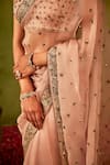 Buy_Manvi Kapoor_Pink Silk Embroidered Cutdana Sweetheart Ambi Saree With Blouse _Online_at_Aza_Fashions