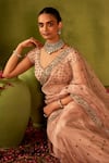 Manvi Kapoor_Pink Silk Embroidered Cutdana Sweetheart Ambi Saree With Blouse _at_Aza_Fashions