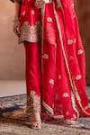 Buy_Manvi Kapoor_Red Silk Embroidered Cutdana U-neck Aisha Kurta Bell Bottom Set _Online_at_Aza_Fashions