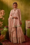 Buy_Manvi Kapoor_Pink Kurta Georgette Embroidered Cutdana Aksar Sequin Embordered Gharara Set _at_Aza_Fashions