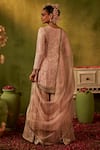 Shop_Manvi Kapoor_Pink Kurta Georgette Embroidered Cutdana Aksar Sequin Embordered Gharara Set _at_Aza_Fashions