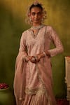 Shop_Manvi Kapoor_Pink Kurta Georgette Embroidered Cutdana Aksar Sequin Embordered Gharara Set _Online_at_Aza_Fashions