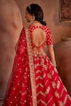 Shop_Manvi Kapoor_Red Raw Silk Embroidered Cutdana Plunge Raabta Bridal Lehenga Set _at_Aza_Fashions