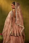 Shop_Manvi Kapoor_Pink Silk Embroidered Zardozi U-neck Raahi Peplum Kurta Lehenga Set _at_Aza_Fashions