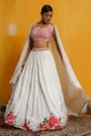 Buy_DAY AND MOOD_White Crepe Printed Floral Sweetheart Lehenga Set _at_Aza_Fashions