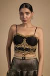 Buy_Rocky Star_Gold Raw Silk And Poly Lurex Embroidery Sequins Corset Blouse With Lehenga _Online_at_Aza_Fashions