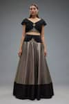 Buy_Rocky Star_Black Raw Silk Embroidery Patch Bloom Embellished Ruffled Blouse With Lehenga _at_Aza_Fashions