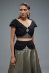 Buy_Rocky Star_Black Raw Silk Embroidery Patch Bloom Embellished Ruffled Blouse With Lehenga _Online_at_Aza_Fashions