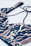 Buy_Samyukta Singhania_Blue Net Embroidery Floral Vines Leaf Navy Lehenga Set 
