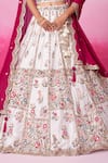 Shop_Samyukta Singhania_Cream Polyester, Georgette Sequins, Pearls Floral Thread Embroidered Lehenga Set _Online_at_Aza_Fashions