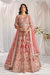 Samyukta Singhania_Rose Gold Lehenga And Blouse Tissue Embroidered Stone Zari Mughal Bridal Set _Online_at_Aza_Fashions