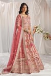 Buy_Samyukta Singhania_Rose Gold Lehenga And Blouse Tissue Embroidered Stone Zari Mughal Bridal Set _Online_at_Aza_Fashions