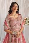 Samyukta Singhania_Rose Gold Lehenga And Blouse Tissue Embroidered Stone Zari Mughal Bridal Set _at_Aza_Fashions