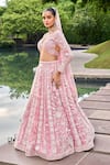 Buy_Samyukta Singhania_Pink Lehenga And Blouse Organza Embroidered Stone Foliage Zari Bridal Set _Online_at_Aza_Fashions