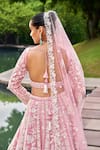 Shop_Samyukta Singhania_Pink Lehenga And Blouse Organza Embroidered Stone Foliage Zari Bridal Set _Online_at_Aza_Fashions