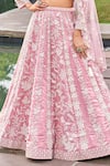 Samyukta Singhania_Pink Lehenga And Blouse Organza Embroidered Stone Foliage Zari Bridal Set _at_Aza_Fashions