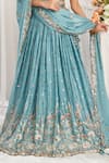 Buy_Samyukta Singhania_Blue Poly Georgette Embroidered Stone Leaf Flower Vine Zari Lehenga Set _Online_at_Aza_Fashions