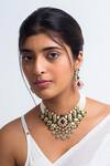 Buy_Zevar King_Multi Color Pearls, Stones Paisley Blossom Kundan Choker Set _at_Aza_Fashions