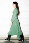 Buy_Leh Studios_Green Viscose Round Neck High-low Draped Cut-out Dress 