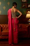 Reeti Arneja_Pink Georgette Embroidery Shimmer Cosmo Plain Saree With Corset Blouse _Online_at_Aza_Fashions