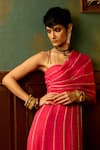 Reeti Arneja_Pink Georgette Embellished Pipe Asymmetric Cosmo Saree Gown _Online_at_Aza_Fashions