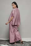 Shop_Sakshi Khetterpal_Pink Silk Embroidered Notched Shoulder Kaftan Shirt And Pant Set _at_Aza_Fashions