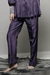 Sakshi Khetterpal_Purple Silk Placement Embroidery Floral Collared Neck Cuff Shirt With Pant _at_Aza_Fashions