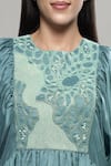 Sakshi Khetterpal_Green Silk Embroidery Floral Round Neck Flower Yoke Top With Pant _Online_at_Aza_Fashions