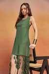 Buy_SHIKHA MALIK_Green Satin Embellished Cutwork Tassels Round Neck Dress _Online_at_Aza_Fashions