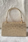 Buy_Kreivo By Vamanshi Damania_Gold Stones Embellished Mini Bucket Bag _at_Aza_Fashions
