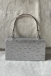 Buy_Kreivo By Vamanshi Damania_Silver Stones Embellished Mini Bucket Bag _at_Aza_Fashions