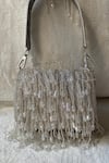 Buy_Kreivo By Vamanshi Damania_Silver Crystals, Tassels Embellished Bucket Bag _at_Aza_Fashions