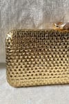 Shop_Kreivo By Vamanshi Damania_Gold Weave Pattern Clutch _at_Aza_Fashions