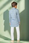 Shop_Petite Pomme_Blue Cotton Stripe Kurta Set With Churidar _at_Aza_Fashions