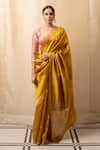 Priyanka Raajiv_Yellow Silk Banarasi Hand Kanchan Kuniya Butti Saree With Running Blouse _Online_at_Aza_Fashions