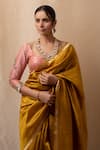 Shop_Priyanka Raajiv_Yellow Silk Banarasi Hand Kanchan Kuniya Butti Saree With Running Blouse _Online_at_Aza_Fashions