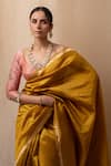 Priyanka Raajiv_Yellow Silk Banarasi Hand Kanchan Kuniya Butti Saree With Running Blouse _at_Aza_Fashions