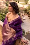 Shop_Priyanka Raajiv_Purple Silk Banarasi Zardozi Motif Pallu Saree With Running Blouse _Online_at_Aza_Fashions