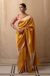 Priyanka Raajiv_Yellow Silk Banarasi Maghi Pattidaar Jaal Pattern Saree With Running Blouse _Online_at_Aza_Fashions