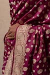 Buy_Priyanka Raajiv_Wine Silk Banarasi Paisley Floral Buttis Kalini Saree With Running Blouse _Online_at_Aza_Fashions