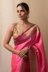 Buy_Priyanka Raajiv_Pink Silk Banarasi Floral Meenakari Heera Butti Saree With Running Blouse _Online_at_Aza_Fashions