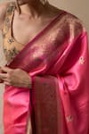 Priyanka Raajiv_Pink Silk Banarasi Floral Meenakari Heera Butti Saree With Running Blouse _at_Aza_Fashions