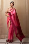 Buy_Priyanka Raajiv_Pink Silk Banarasi Floral Meenakari Heera Butti Saree With Running Blouse 