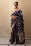 Buy_Priyanka Raajiv_Blue Silk Banarasi Paisley Kalini Butti Detailed Saree With Running Blouse _at_Aza_Fashions