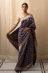 Shop_Priyanka Raajiv_Blue Silk Banarasi Paisley Kalini Butti Detailed Saree With Running Blouse _at_Aza_Fashions